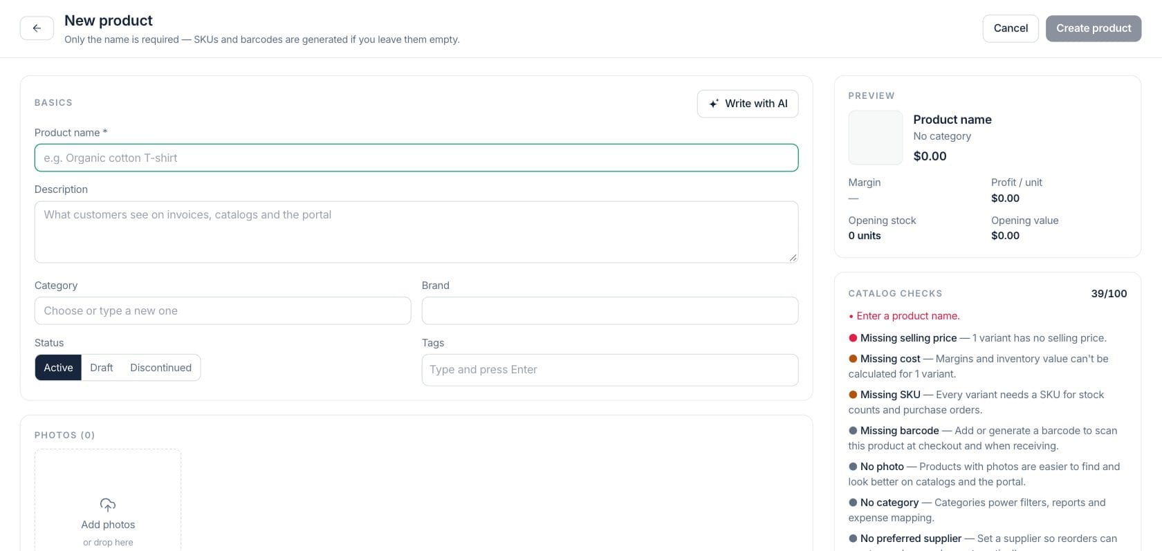 Fratelli Products — Product editor