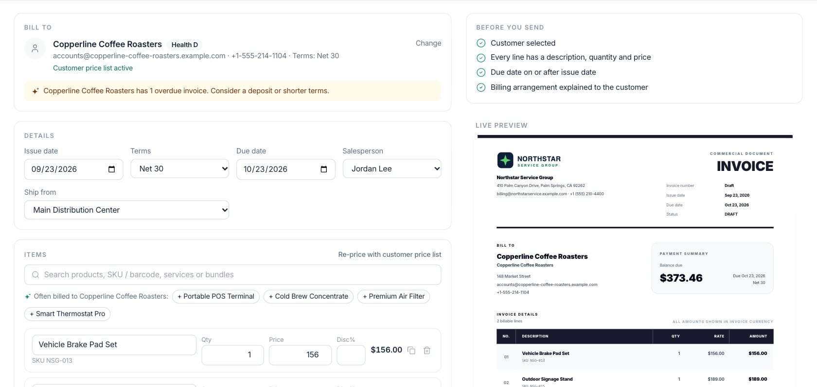 Fratelli Invoices — Invoice editor
