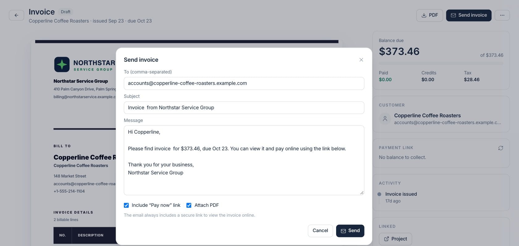 Fratelli Invoices — Send by email