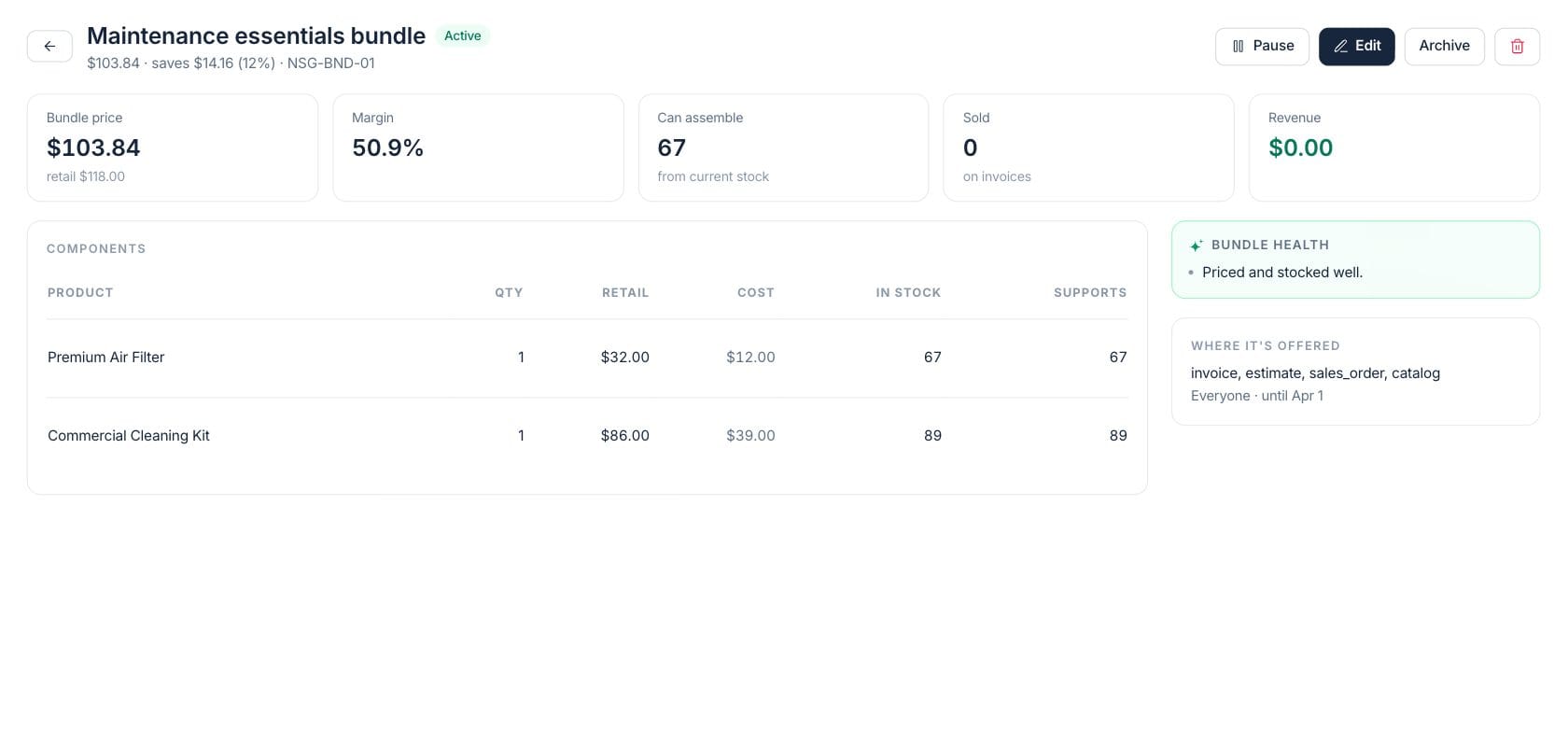 Fratelli Product Bundles — Bundle components