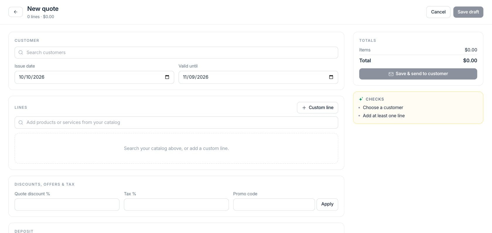 Fratelli Quotes & Orders — Quote composer